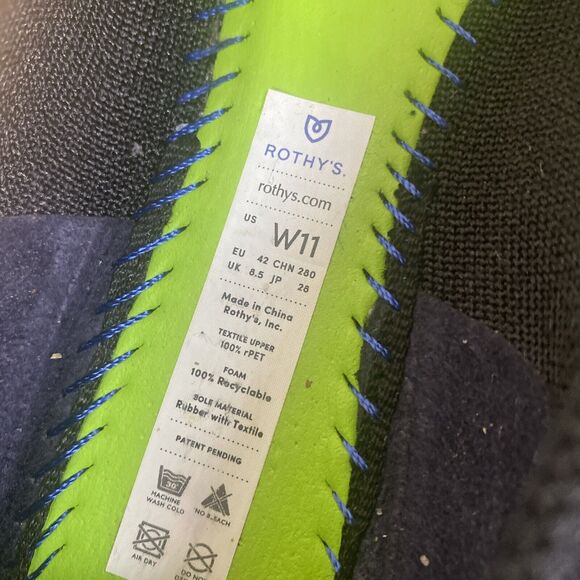 Rothys The Round Toe Womens Black And Blue Size 11 Slip On Ballet Flats - Picture 8 of 8